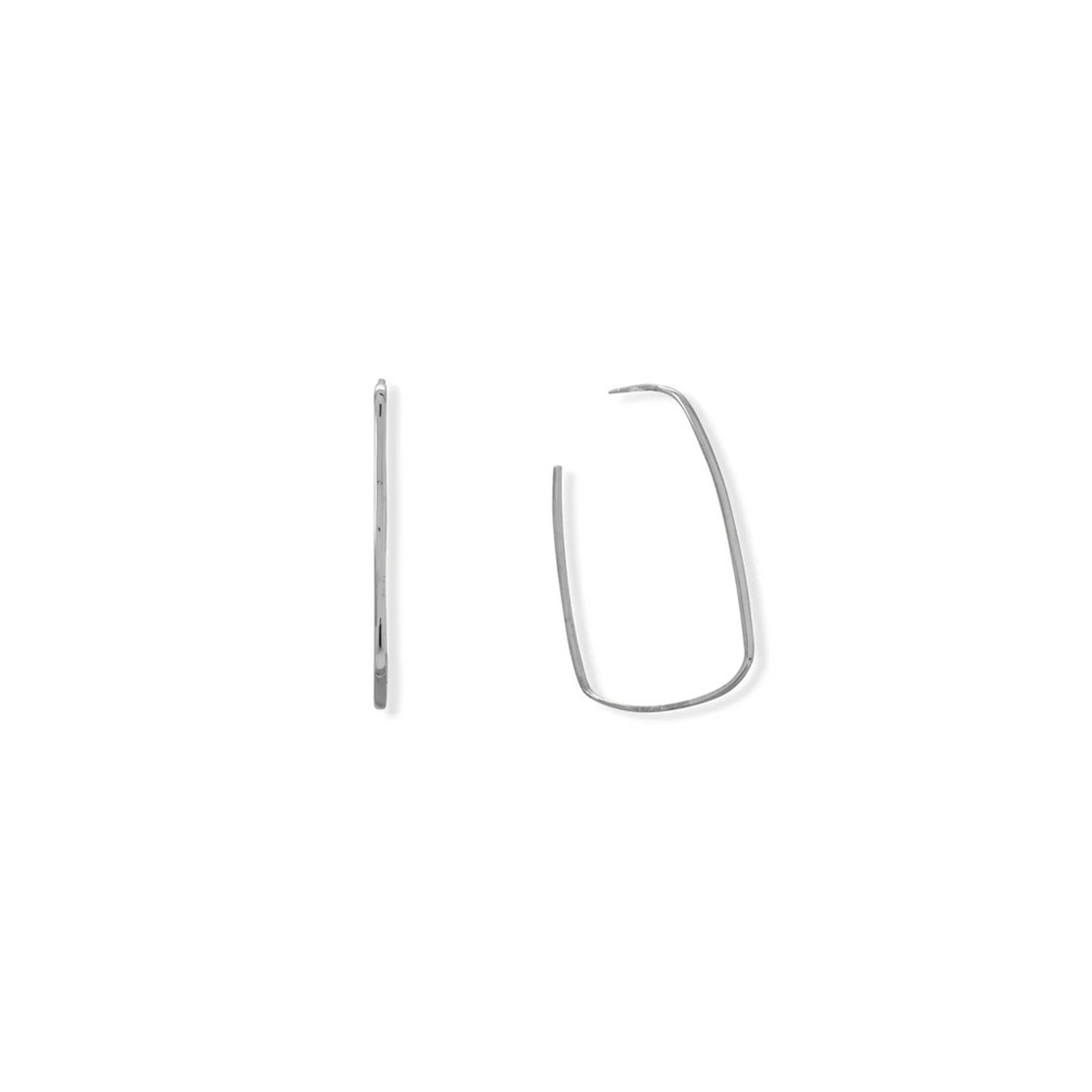 💫Rhodium Plated Thin Rectangle 3/4 Hoop Earrings
